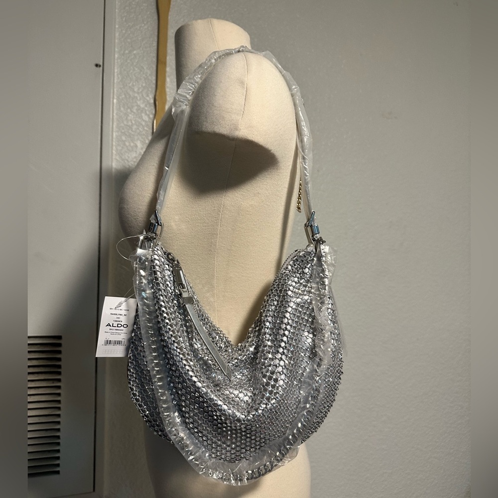 Aldo Metallic Silver Shoulder Bag